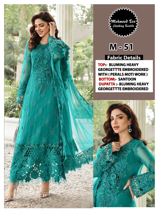 Mehboob Tex M 51 Faux Georgette Pakistani Suits Wholesale Shop In Surat